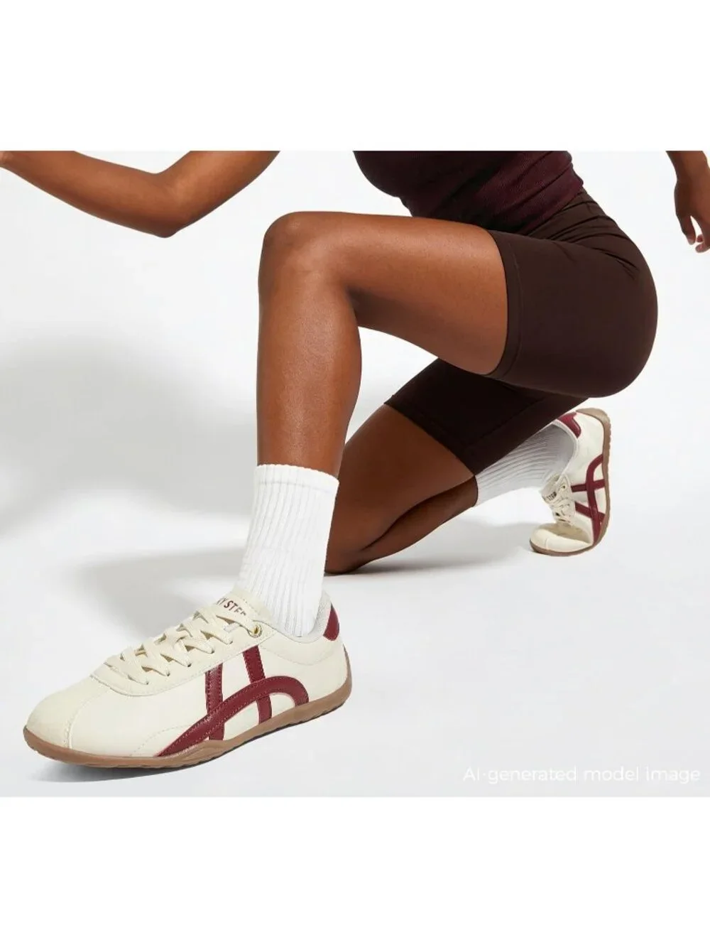 Women's Off-White/Red Lightweight Trendy Fashion Thin Sole Walking Sneakers